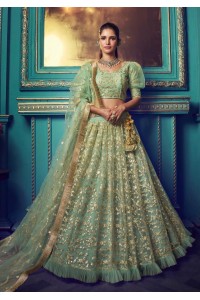 Divine Green Color Net Fabric New Designer Lehenga Choli